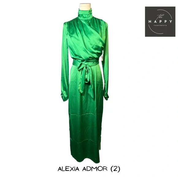 Alexia Admor | Dresses | Nwt Alexia Admor Green Satin Dress 2 | Poshmark